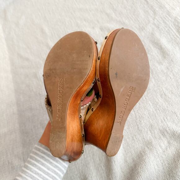 Jack Rogers Gold Marbella Wedge Sandal - 6.5 - Picture 6 of 7